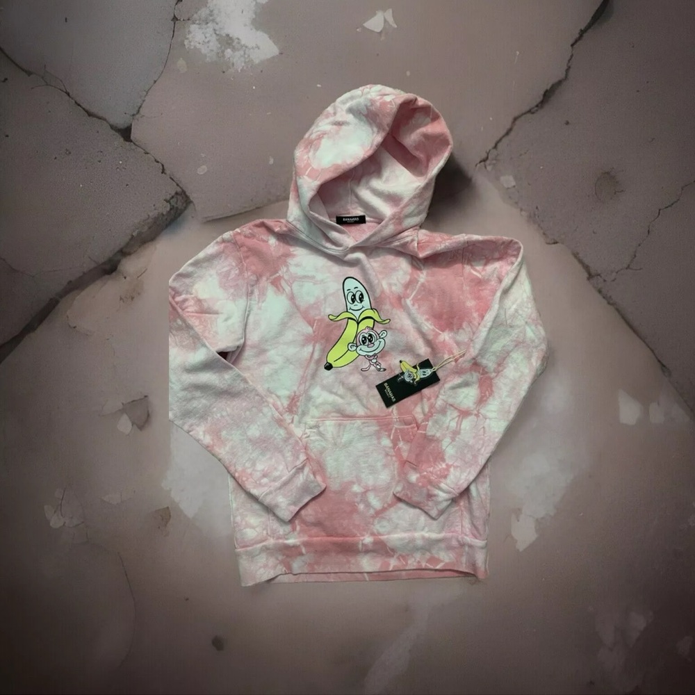 Bananas monkey hoodie tie dye unisex youth NWT LG